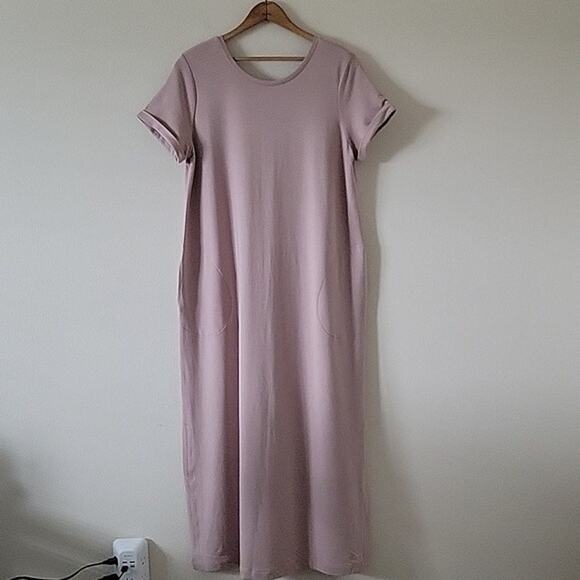 J. Jill PureJill Affinity V-back Tshirt Maxi Dress Mauve Pink Size Medium M - Picture 2 of 8